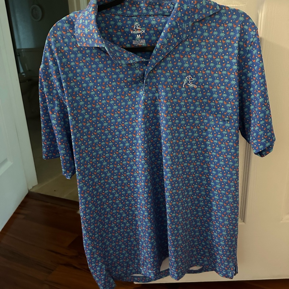 Rhoback Blue Patterned Polo Shirt